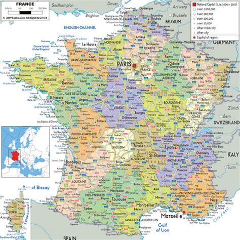 Large Detailed Political And Administrative Map Of France With All