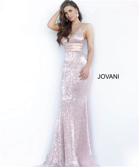Jovani 4697 Rose Gold Sequin High Waist Fitted Prom Dress
