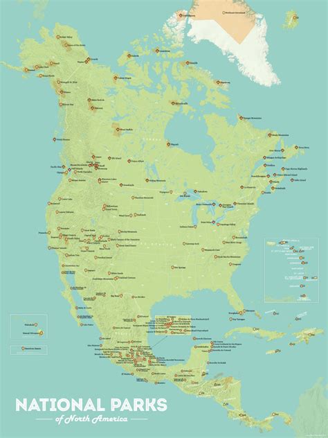 North America National Parks Map 18x24 Poster Best Maps Ever