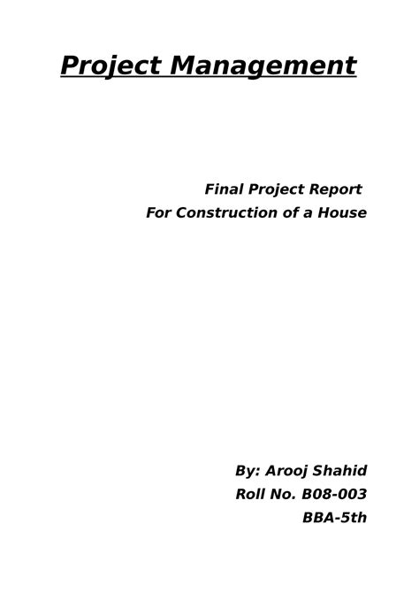 Project Management Final Project Report Project Management Final