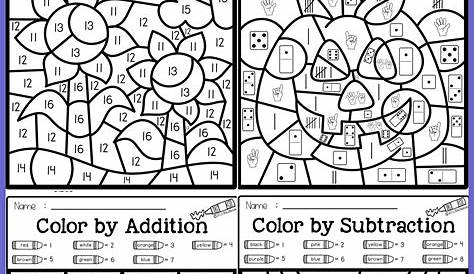 math worksheet addition color by number