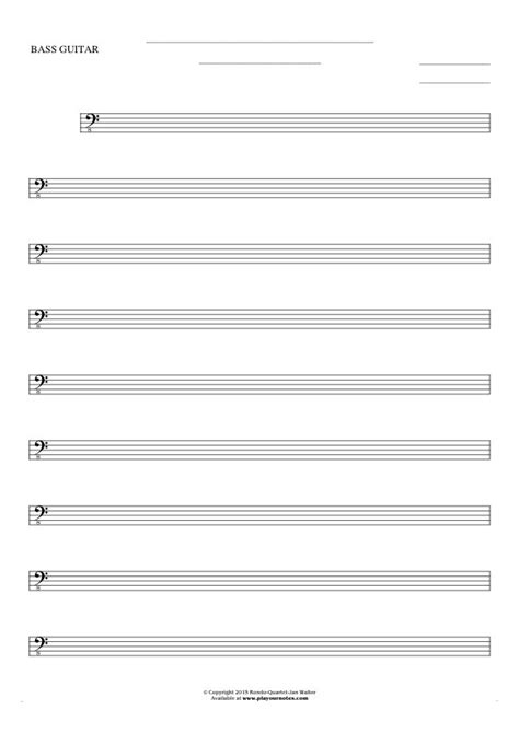 Free Blank Sheet Music Notes For Bass Guitar Playyournotes