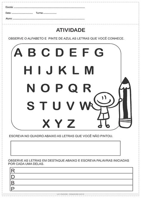 Atividades De Português 1º Ano Observe O Alfabeto Ler E Aprender