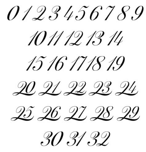 Free Printable Calligraphy Numbers
