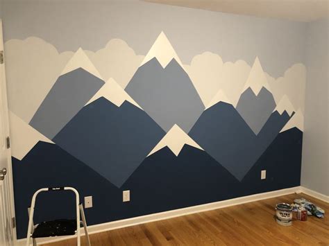 Painted A Mountain Mural For Our Soon To Be Baby Boys Nursery