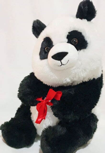 Aurora Panda 14 Plush Stuffed Animal Toy Ribbon Floral Flower Vase