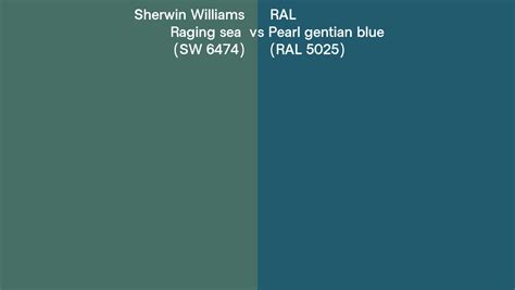 Sherwin Williams Raging Sea Sw 6474 Vs Ral Pearl Gentian Blue Ral