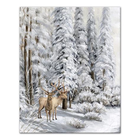 Snowy Forest Deer Canvas Wall Art Michaels