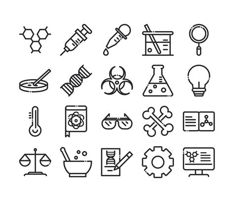 Science And Research Laboratory Study Icons Collection Line Style Icon