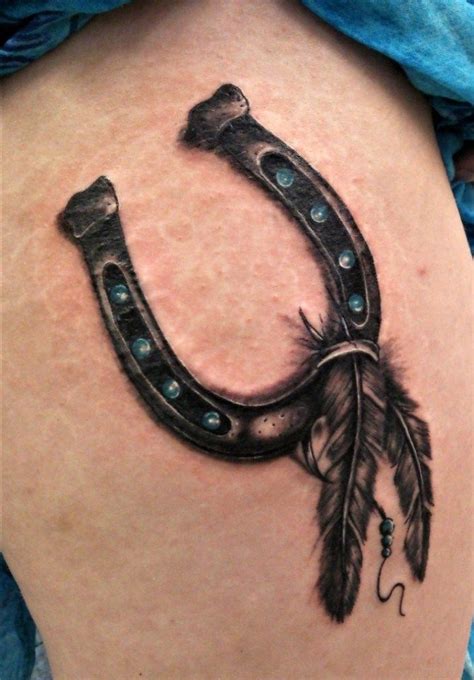 40 Horseshoe Tattoos Horse Shoe Tattoo Feather Tattoos Western Tattoos