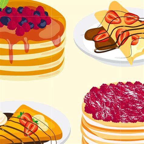 Waffle And Pancake Digital Vector Clip Art Crepes Cakes Digital Etsy
