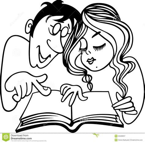 Young Couple Reading A Book Stock Vector Illustration Of Person Relationship 55506837