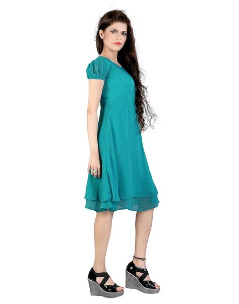 Buy Turquoise Printed Georgette Western Dress Online