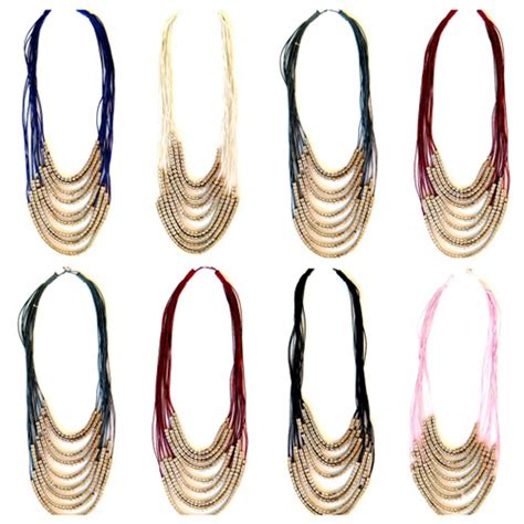 Long Strand Necklaces Multi - Long Strand Necklaces Multi, long leather string strand necklaces ...