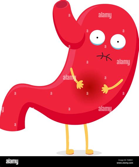 Cute Cartoon Stomach Character Unhealthy Sick Ulcer Emoji Emotion