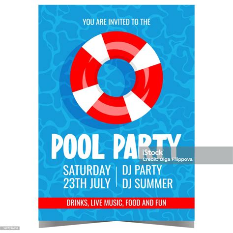 Pool Party Vector Illustration For Summer Vacation To Enjoy Relaxing In The Swimming Pool Stock