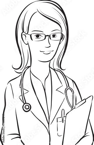 Whiteboard Drawing Woman Doctor Buy This Stock Vector And Explore