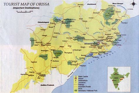 Orissa Map Travel Holidays India
