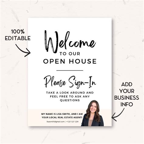 Open House Welcome Sign Open House Sheet Printable Real Etsy