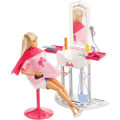 Barbie Salon Station Furniture Set With Doll And Accessories Blonde In 2021
