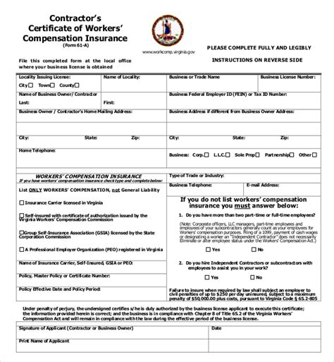 Free 13 Sample Workers Compensation Forms In Pdf Xls Word