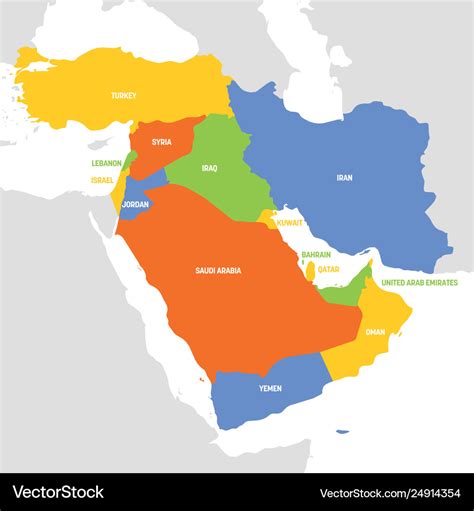West Asia Region Map Countries In Western Asia Vector Image