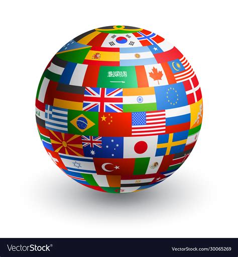 3d World Flag Globe Royalty Free Vector Image Vectorstock