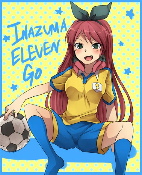 Safebooru Ball Green Eyes Hair Ribbon Hair Tubes Inazuma Eleven