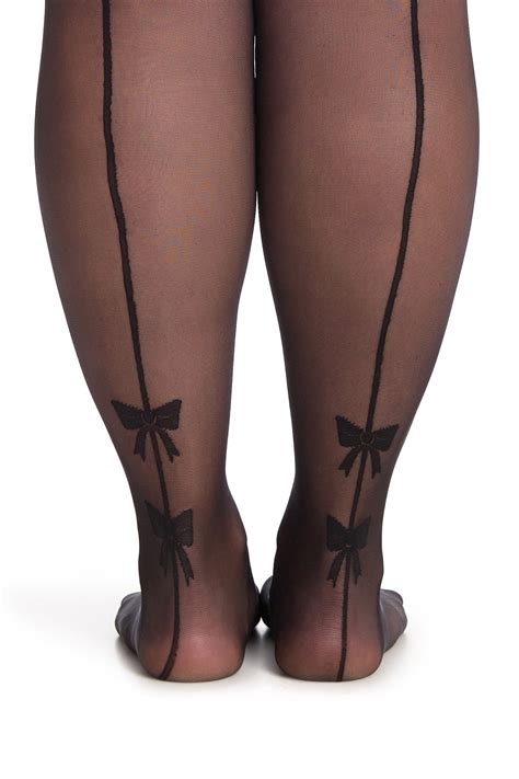 Pretty Polly Bow Detail Back Seam Tights Plus Size Is Now Off