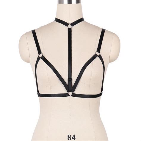 new sexy goth lingerie elastic harness cage bra 90 s cupless bondage harness belt dress club