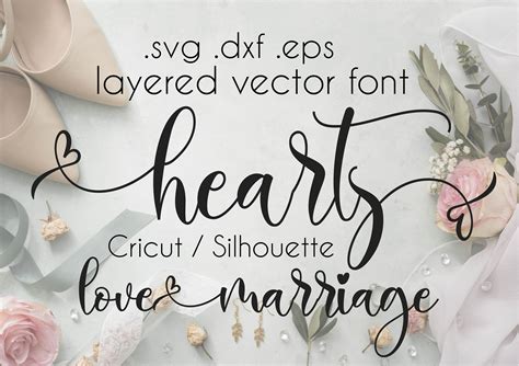 Hearts Swirly Font Swash Font Wedding Font Heart Connected Etsy