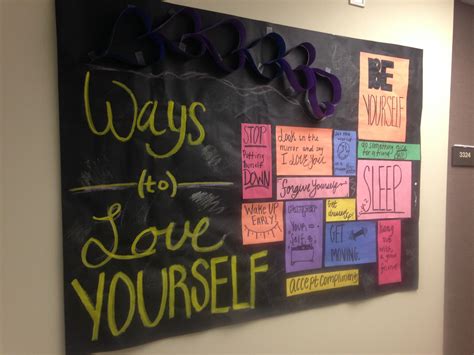 Ways To Love Yourself Self Care Ra Passive Program College Bulletin Boards Passive Programs