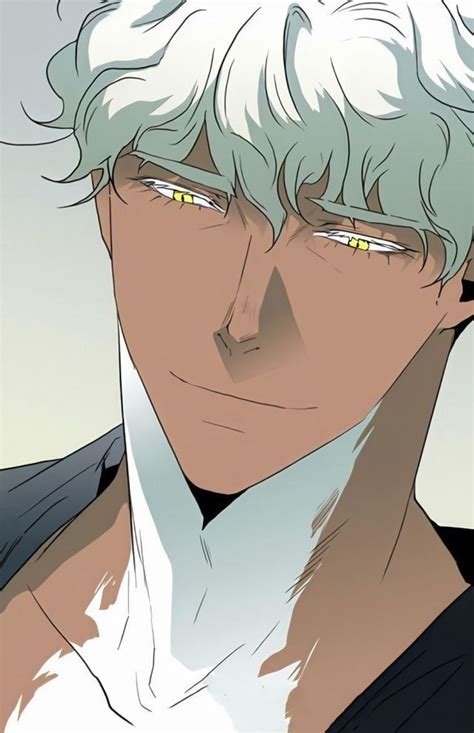 An Anime Character With White Hair And Glasses Looking At Something In