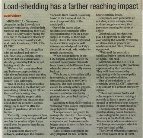 Load Shedding Has A Further Reaching Impact Lowveld Media 7 July