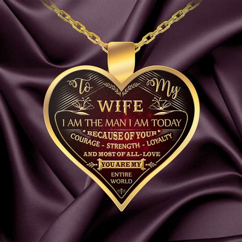 To My Wife My Entire World Heart Shaped Gold Plated Necklace Gold Plated Necklace Necklace