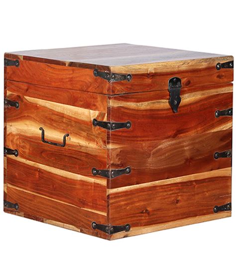 San Juan Solid Wood Trunk Box In Natural Sheesham Finish By Woodsworth