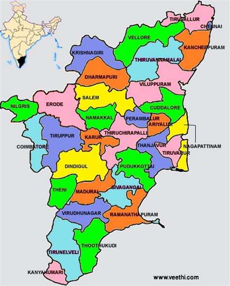 Tamil Nadu Districts Map Indian States Pinterest India