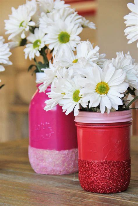 Diy Glitter Mason Jar Vases Craft Little Miss Momma