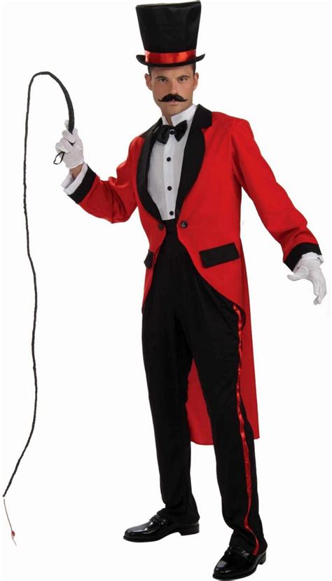 Ringmaster Adults Fancy Dress Circus Lion Tamer Red Tailcoat Uniform Costume Clowns And Circus