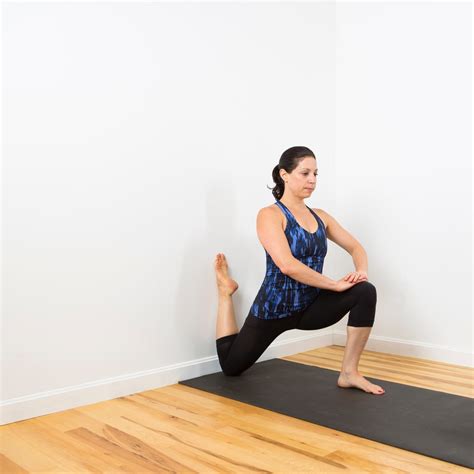 Kneeling Hip Flexor Stretch Relaxing Wall Yoga Sequence POPSUGAR