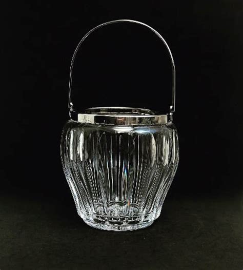 Crystal Ice Bucket 50s Carved With Metal Vintage Accessoires Etsy