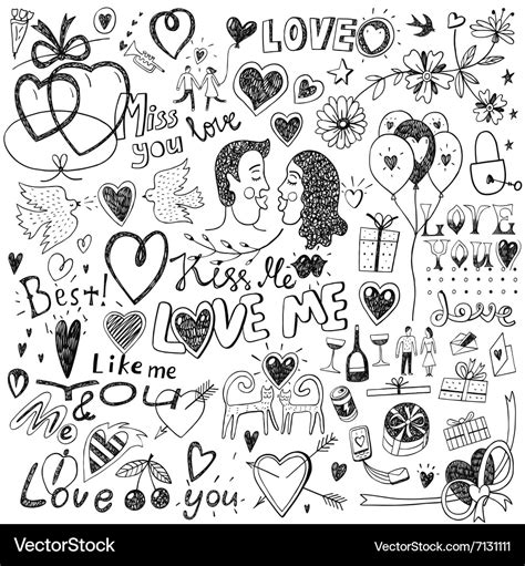 Love Doodles Set Royalty Free Vector Image Vectorstock