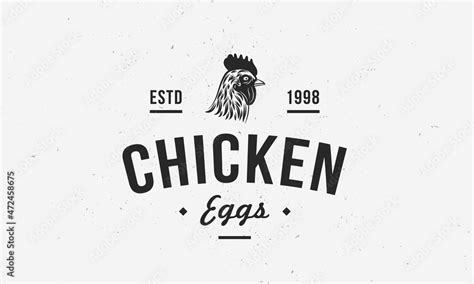 Chicken Eggs Logo Vintage Emblem With Chicken Head Vector
