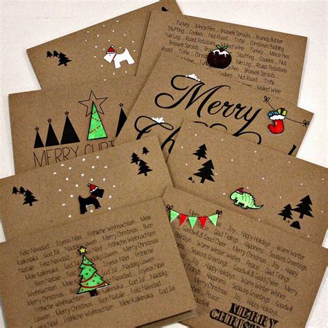 A christmas card is a greeting card sent as part of the traditional celebration of christmas in order to convey between people a range of sentiments related to christmastide and the holiday season. pack of eight handmade christmas cards by little silverleaf | notonthehighstreet.com