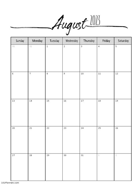 Free Printable August 2023 Calendar Instant Download