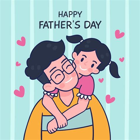Free Vector Happy Fathers Day With Dad And Daughter