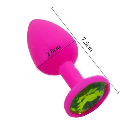 1pcs Cheap Size 2875mm Pink Silicone With Rhinestone Anal Butt Insert Plug For Womenandmen