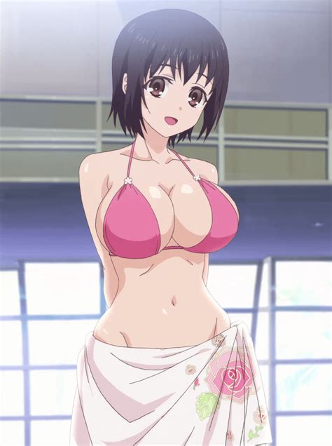 Kotone Shirakawa Overflow Anime Highres 1girl Bikini Bikini Top Only Black Hair Breasts