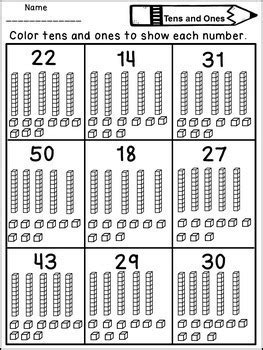 Free math worksheets hundreds tens ones exceptional and. Place Value Worksheets for First Grade TENS AND ONES by ...