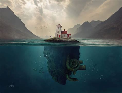 House Island Underwater Photo Manipulation Photoshop Tutorial Rafy A